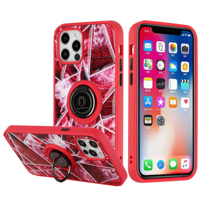 For Apple iPhone 11 (6.1") Marble Pattern Design with Magnetic Ring Kickstand Hybrid Hard Back Shockproof  Phone Case Cover