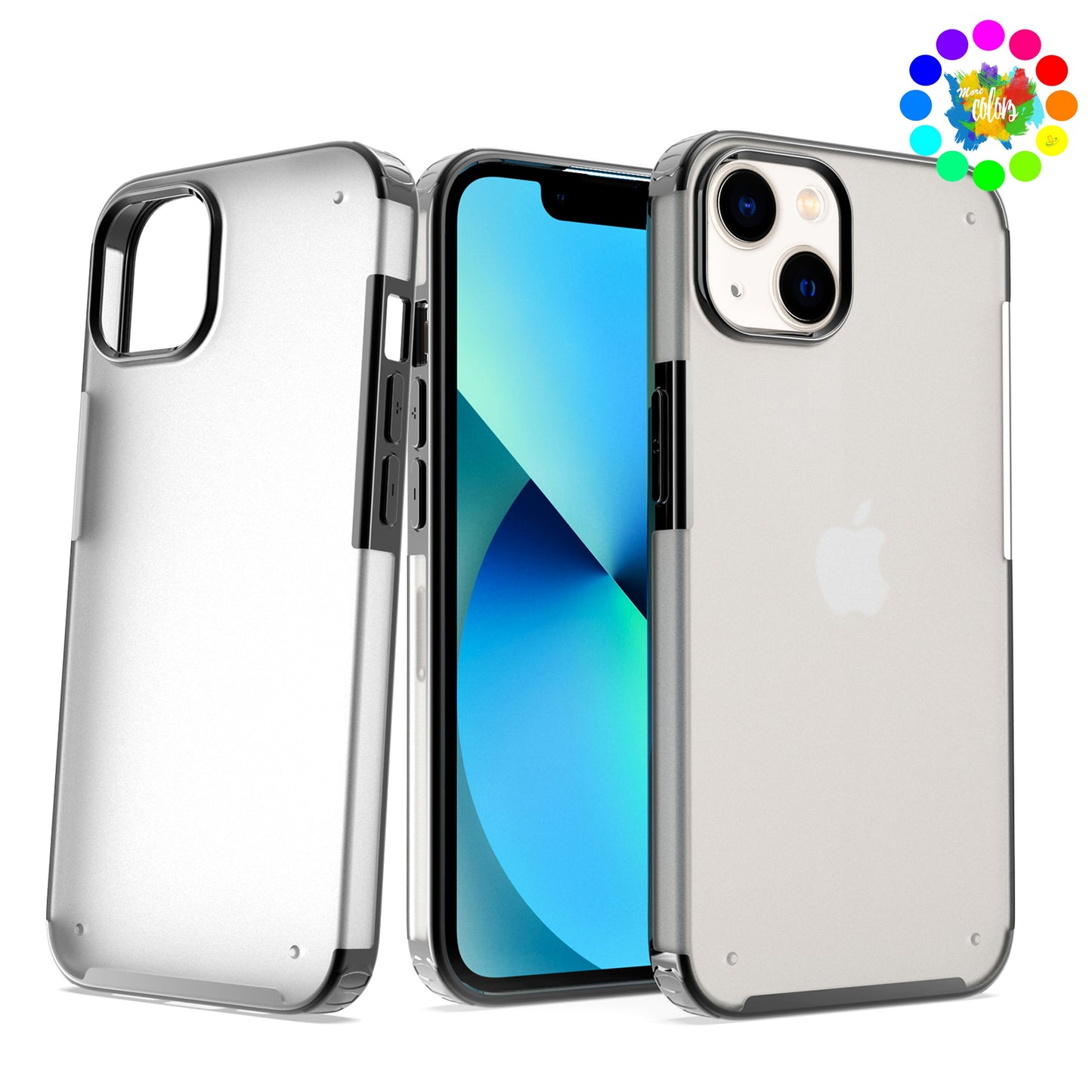 For Apple iPhone 13 Pro Max (6.7") Slim Fit Hybrid Frosted High Quality Sleek Thick Acrylic Hard Back PC TPU Frame  Phone Case Cover