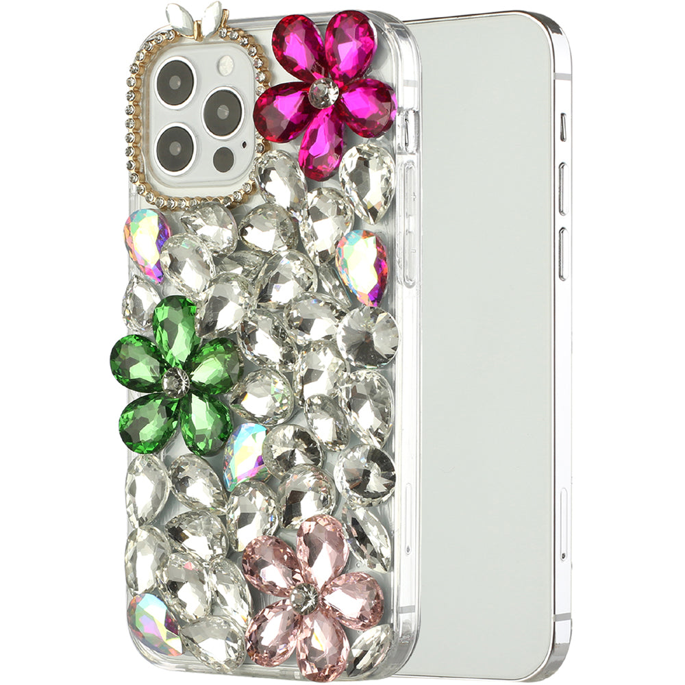 For Apple iPhone 13 (6.1") Bling Clear Crystal 3D Full Diamonds Luxury Sparkle Rhinestone Hybrid Protective  Phone Case Cover