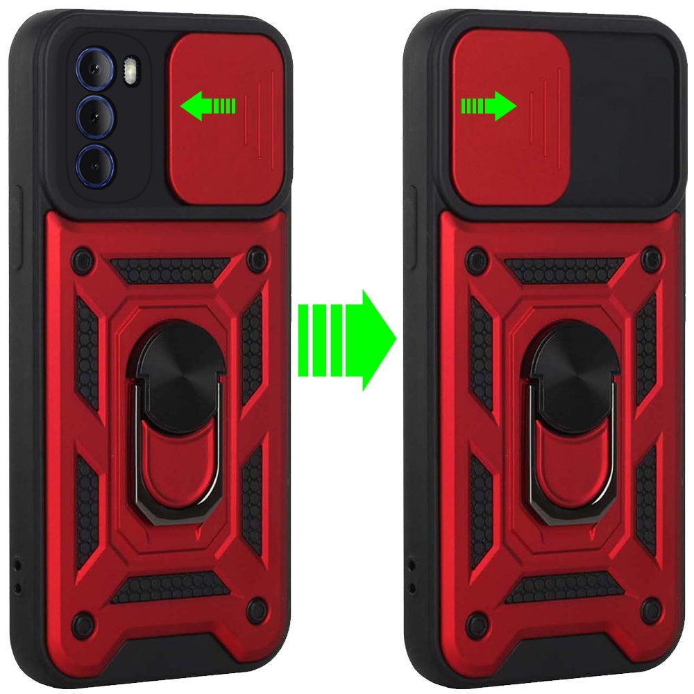 For Motorola Moto G 5G 2022 Hybrid Cases with Slide Camera Lens Cover and Ring Holder Kickstand Rugged Dual Layer  Phone Case Cover