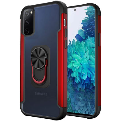 For Samsung Galaxy S20 FE /Fan Edition 5G Clear Alloy Hybrid with Ring Holder Kickstand [Magnetic Car Mount Feature]  Phone Case Cover