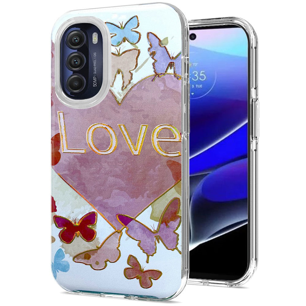 For Motorola Moto G Stylus 5G 2022 Stylish Gold Layer Design Hybrid Rubber TPU Hard PC Shockproof Rugged Slim  Phone Case Cover