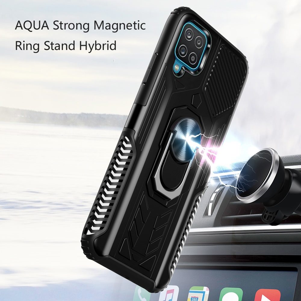 For Samsung Galaxy A12 5G Military Grade Hybrid Heavy Duty 2 in 1 Protective Hard PC and Soft Silicone with Ring Stand Holder  Phone Case Cover