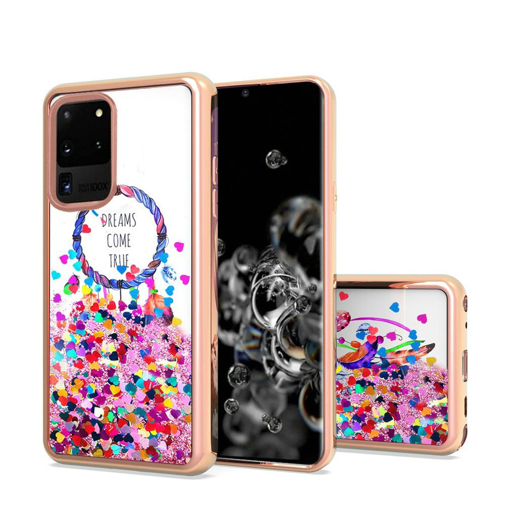For Apple iPhone 13 (6.1") Waterfall Quicksand Flowing Liquid Glitter Water Design Electroplating Bling TPU Hybrid Frame Protective  Phone Case Cover