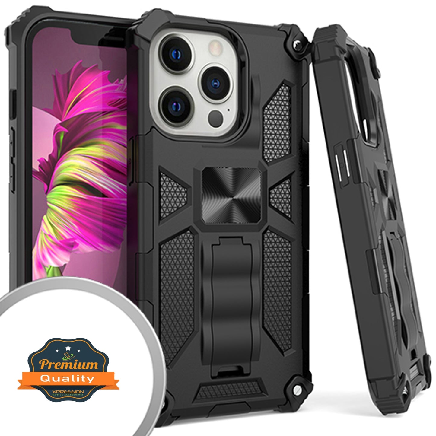 For Apple iPhone 13 /Pro Max Mini Cases with Invisible Kickstand Stand Dual Layer Hybrid Defender Military Grade Shockproof Heavy Duty Hard PC + TPU  Phone Case Cover
