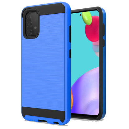 For Motorola Moto G Pure Hybrid Rugged Brushed Metallic Design [Soft TPU + Hard PC] Dual Layer Shockproof Armor Impact Slim Blue Phone Case Cover
