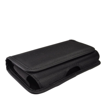For Nokia C200 Pouch Case Universal Horizontal Canvas with Belt Clip Loop Holster Military Grade Cell Phone Holder Cover [Black]