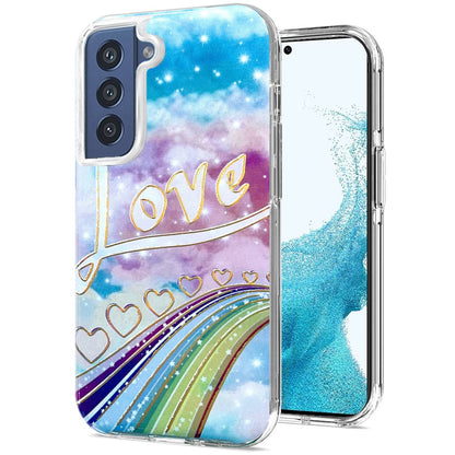 For Samsung Galaxy S22 Ultra Stylish Gold Layer Design Hybrid Rubber TPU Hard PC Shockproof Armor Rugged Slim  Phone Case Cover