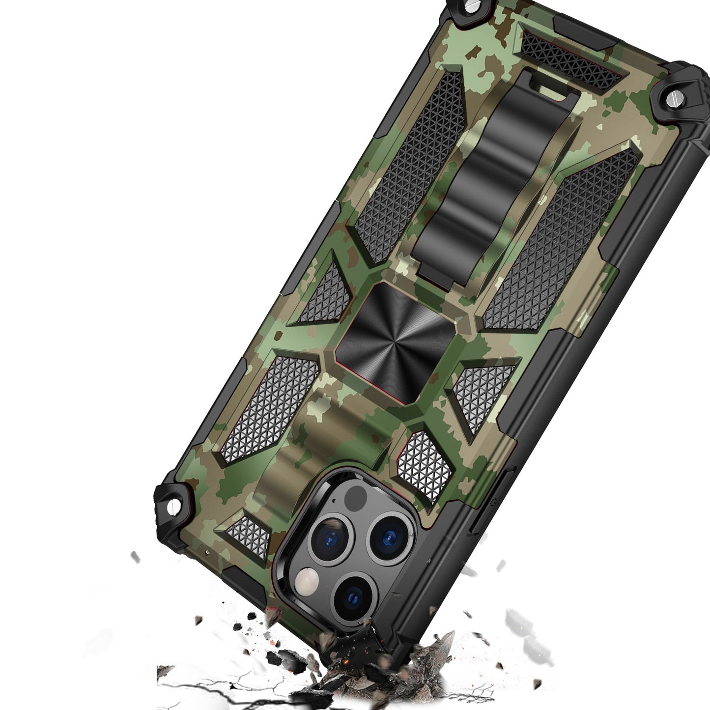 For Apple iPhone 13 (6.1")Heavy Duty Stand Hybrid Shockproof [Military Grade] Rugged Protective with Built-in Kickstand Fit Magnetic Car Mount  Phone Case Cover