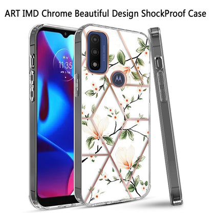 For Motorola Moto G Pure Fashion Art Floral IMD Design Beautiful Flower Pattern Hybrid Hard PC Rubber TPU Slim Hard Back  Phone Case Cover