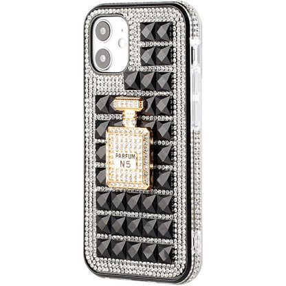 For Apple iPhone XR Fashion Luxury 3D Bling Diamonds Rhinestone Jeweled Ornament Shiny Crystal Hybrid Hard  Phone Case Cover