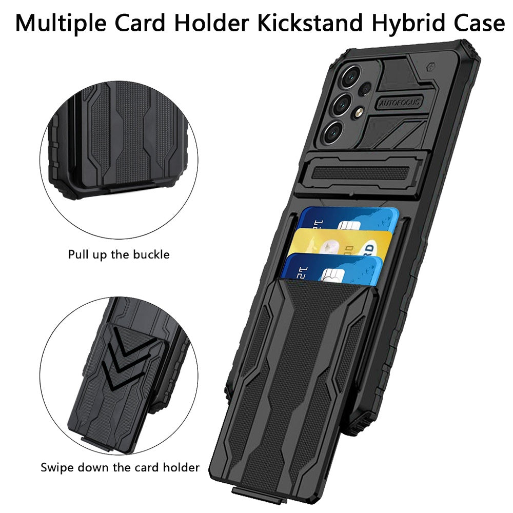 For Samsung Galaxy A53 5G Wallet Credit Card Holder ID Slot Hidden Back Pocket with Kickstand Dual Layer Armor Hard Hybrid  Phone Case Cover