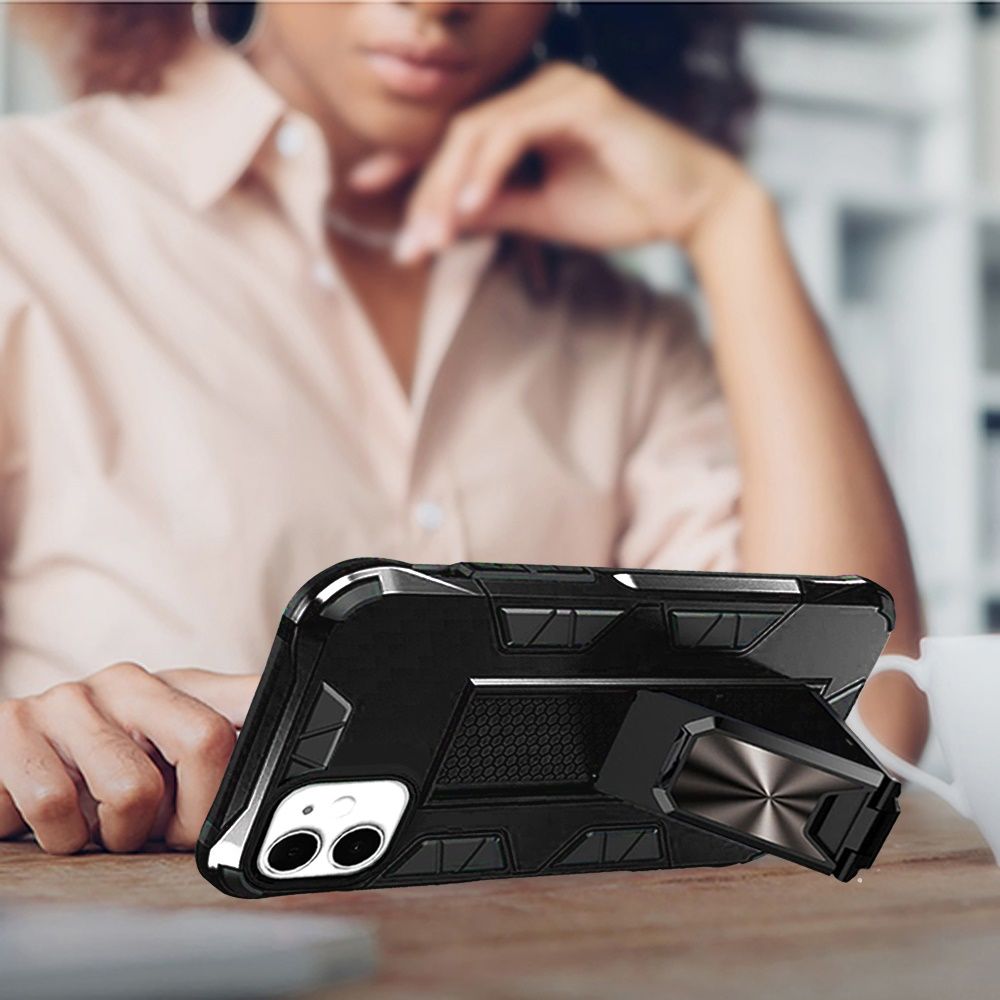 For Apple iPhone 13 Pro Max (6.7") Hybrid Magnetic Slide Stand fit Car Mount Grip Holder Full Body Heavy Duty Rugged Military Grade  Phone Case Cover