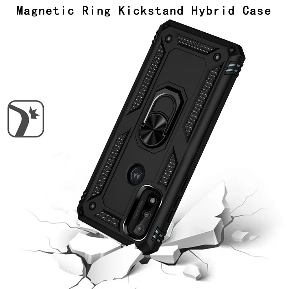 For Motorola Moto G Power 2022 Hybrid Durable 360 Degree Rotatable Ring Stand Holder Kickstand Fit Magnetic Car Mount  Phone Case Cover