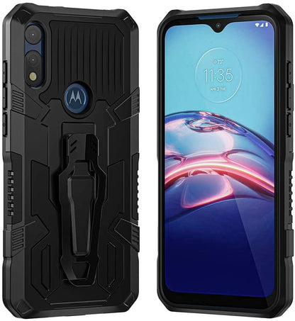 For Motorola Moto G Play 2021 Hybrid Heavy Duty Protection Shockproof Defender with Belt Clip and Kickstand Dual Layer  Phone Case Cover