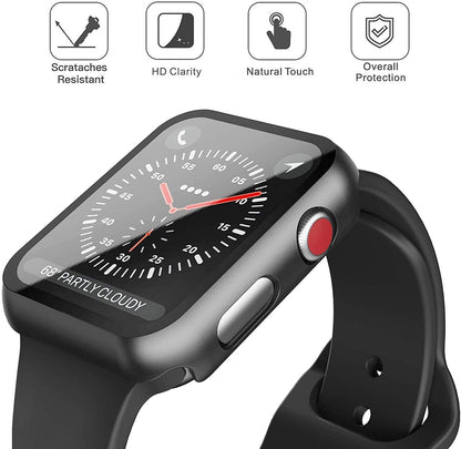 For Apple Watch 40mm Ultra Slim PC with Built in Clear Screen Protector Snap-on Full Coverage Shell Rubber TPU + Hard PC Frame for iWatch Series SE/6/5/4 Black Phone Case Cover