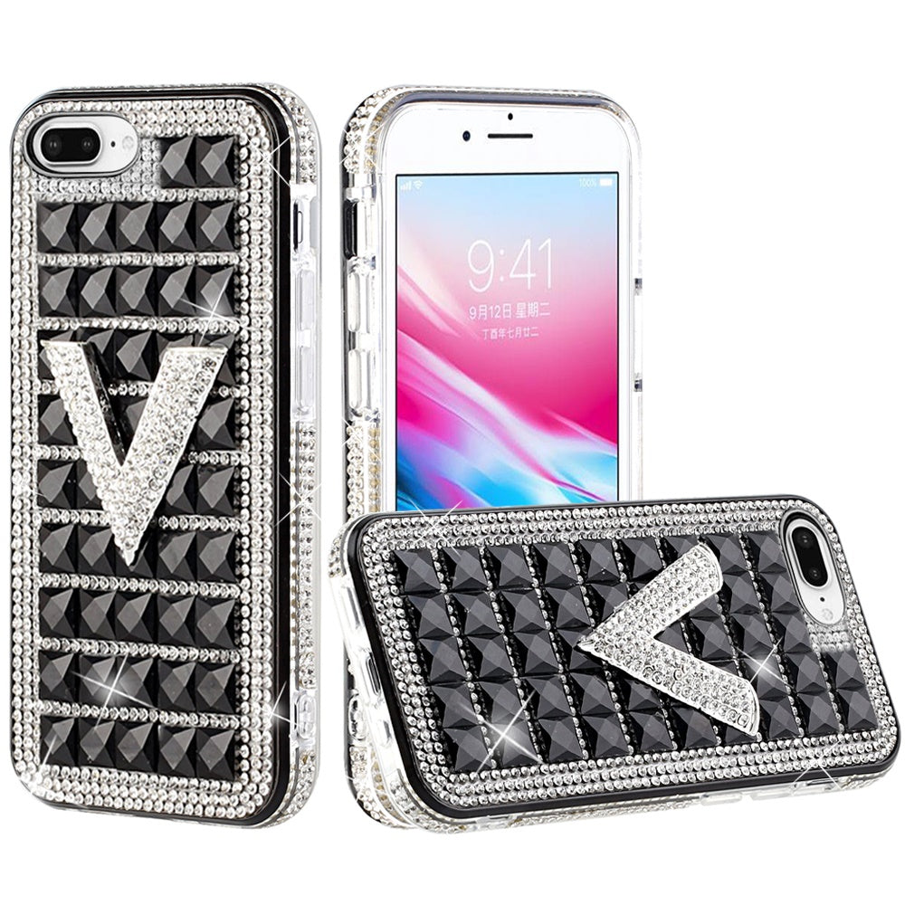 For Apple iPhone 8 Plus/7 Plus/6 Plus/6s Plus Fashion Luxury 3D Bling Diamonds Rhinestone Jeweled Ornament Shiny Crystal  Phone Case Cover