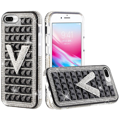 For Apple iPhone 8 Plus/7 Plus/6 Plus/6s Plus Fashion Luxury 3D Bling Diamonds Rhinestone Jeweled Ornament Shiny Crystal  Phone Case Cover