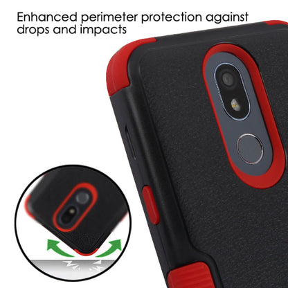 For LG K40 /Harmony 3 Hybrid Three Layer Hard PC Shockproof Heavy Duty TPU Rubber Anti-Drop Black Red Phone Case Cover