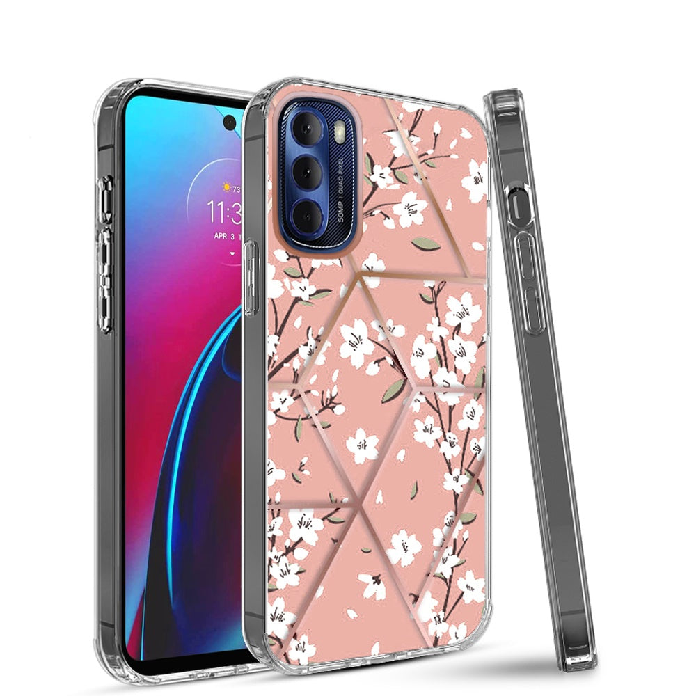 For Motorola Moto G Stylus 2022 4G Fashion Art Floral IMD Design Beautiful Flower Pattern Hybrid PC Rubber Hard Back  Phone Case Cover