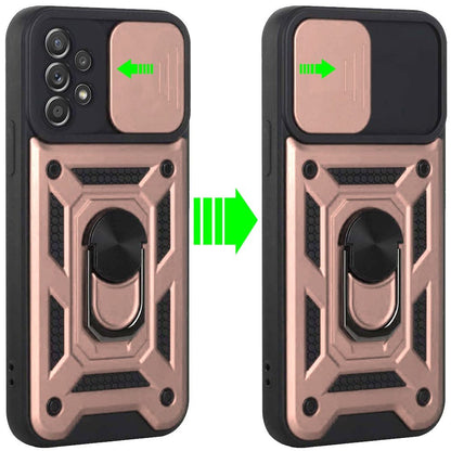 For Motorola Moto G Power 2022 Hybrid Cases with Slide Camera Lens Cover and Ring Holder Kickstand Rugged Dual Layer Heavy Duty  Phone Case Cover