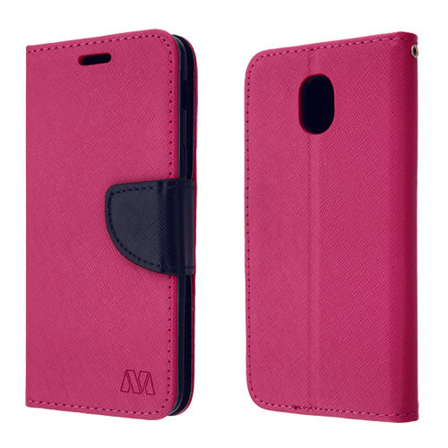 For Samsung Galaxy J3 (2018)/ Galaxy J3 Star/ Galaxy J3 PU Leather Wallet with Credit Card Holder Storage Folio Flip Pouch Stand Pink/ Blue Phone Case Cover