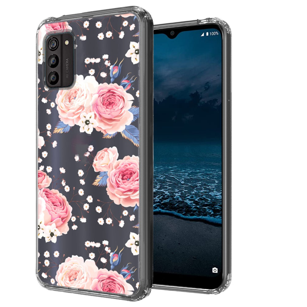 For Nokia G100 4G Pattern Fashion Design Ultra Thin Clear Hybrid Rubber Gummy TPU Grip + Hard PC Back Shockproof  Phone Case Cover