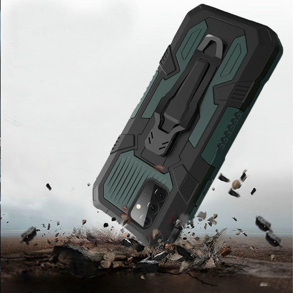 For Motorola Moto G Stylus 2021 5G Version Heavy Duty Dual Layers Hybrid Shockproof Shell with Built in Metal Clip Holder & Kickstand  Phone Case Cover