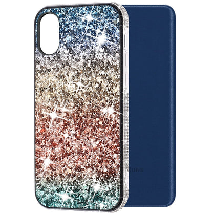 For Samsung A03 Core Rhinestone Sparkling Rainbow Gradual Glitter Full Diamond Bling Protective Hybrid Rugged Bumper  Phone Case Cover