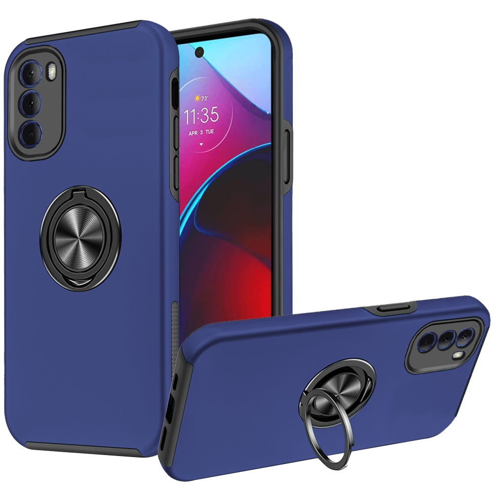 For Motorola Moto G Stylus 2022 4G Hybrid Slim with Metal Invisible Ring Stand Holder Fit Magnetic Car Mount Shockproof  Phone Case Cover