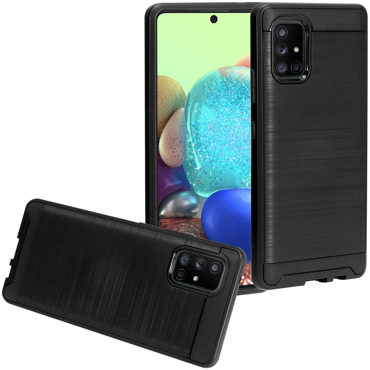 For Samsung Galaxy A03S Brushed Texture Slim Hybrid Shockproof Dual Layer Hard PC TPU Silicone Armor Rugged Protective  Phone Case Cover