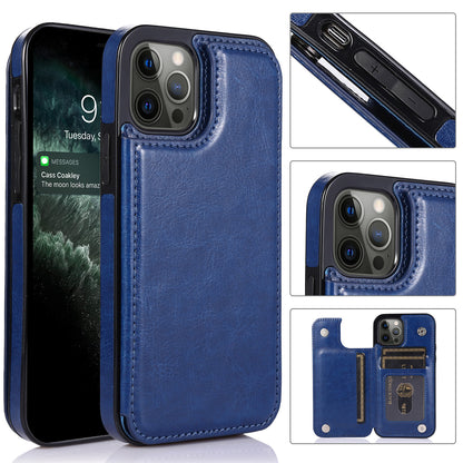 For Apple iPhone 13 Pro (6.1") PU Leather [Two Magnetic Clasp] [Card Slots] Stand Function Shockproof Back Wallet Flip  Phone Case Cover
