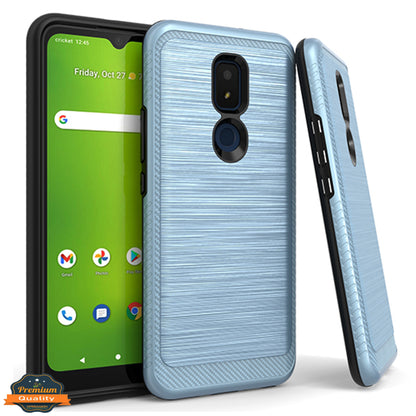 For Cricket Icon 3 Armor Brushed Texture Rugged Carbon Fiber Design Shockproof Dual Layers Hard PC + TPU Protective  Phone Case Cover