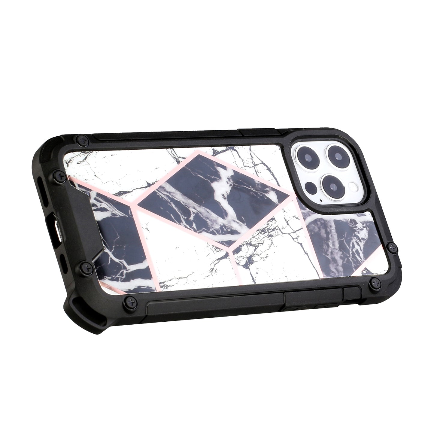 For Apple iPhone 13 Pro (6.1") Fashion Marbling Pattern IMD Design Hybrid ShockProof Armor Bumper Soft Rubber Hard PC Protective  Phone Case Cover