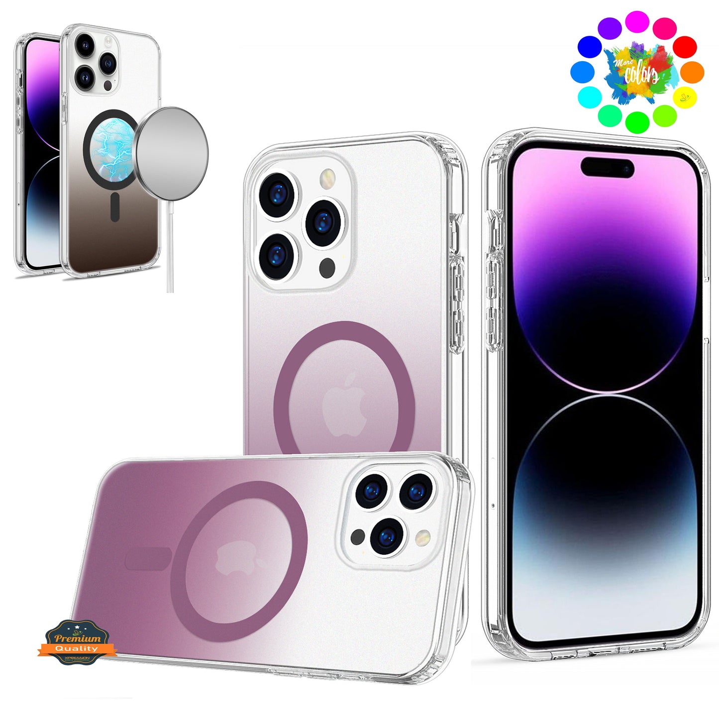 For Apple iPhone 14 /Plus Pro Max Hybrid IMD Frosted Two Tone with MagSafe Magnetic Wireless Charging Slim Hard PC  Phone Case Cover