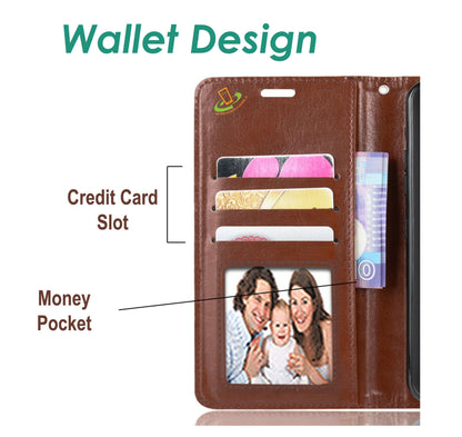 For Samsung Galaxy S20 FE /Fan Edition 5G Leather Wallet Case with Credit Card Holder Storage Kickstand & Magnetic Flip Brown Phone Case Cover