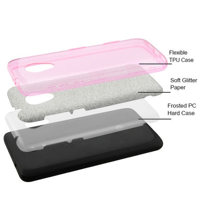 For Alcatel 1X Evolve / Avalon V / Ideal Xtra Glitter Stylish Design Hybrid Rubber TPU Hard PC Shockproof Armor Rugged Pink Phone Case Cover