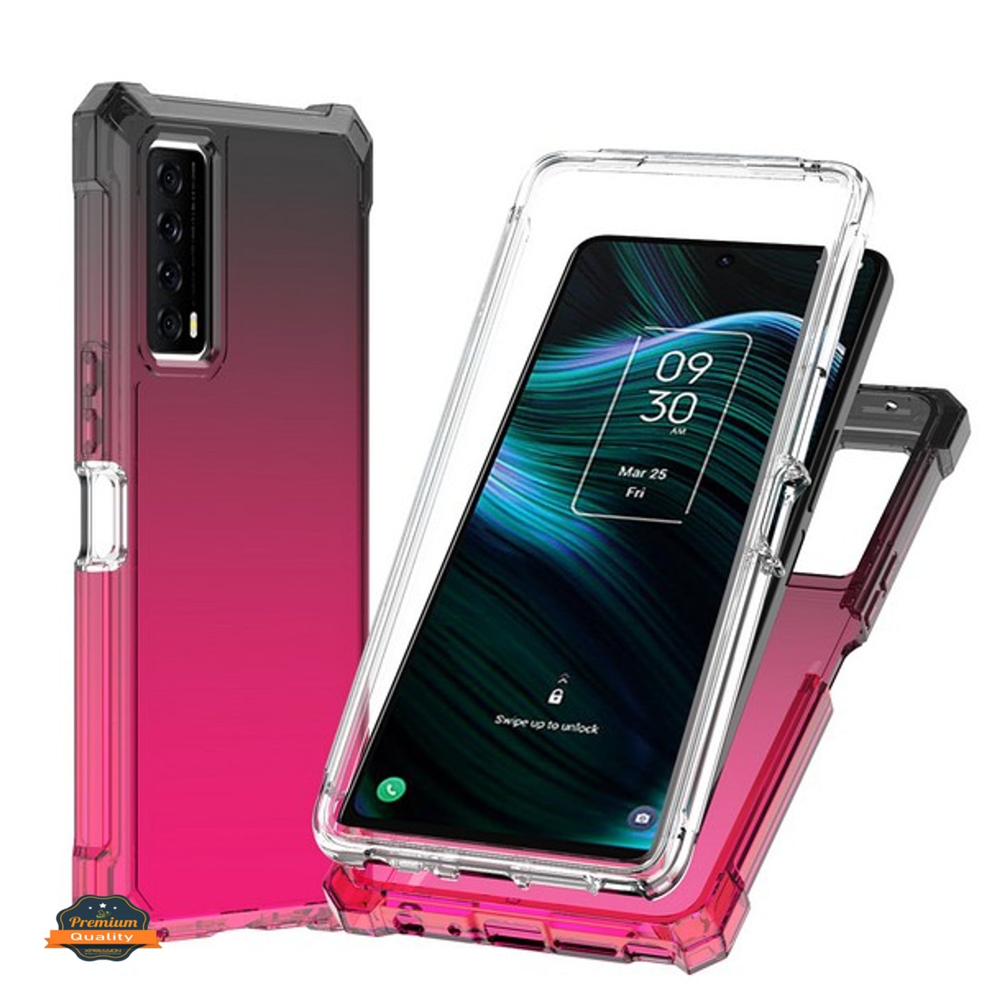 For TCL Stylus 5G Hybrid 2in1 Front Bumper Frame Cover Square Edge Shockproof Soft TPU + Hard PC Anti-Slip Heavy Duty  Phone Case Cover