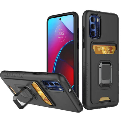 For Motorola Moto G Stylus 2022 4G Wallet Case Designed with Credit Card Holder & Magnetic Stand Kickstand Ring Heavy Duty Hybrid Armor  Phone Case Cover