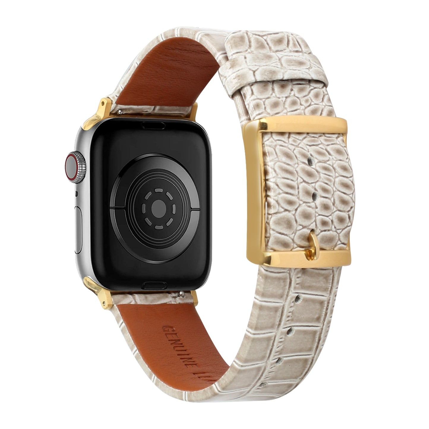 For Apple Watch Size 38/40/41mm Genuine Leather Replacement Band Strap Hybrid Wristbands Design Gold Buckle for iWatch Series 7/SE/6/5/4/3/2/1  Phone Case Cover