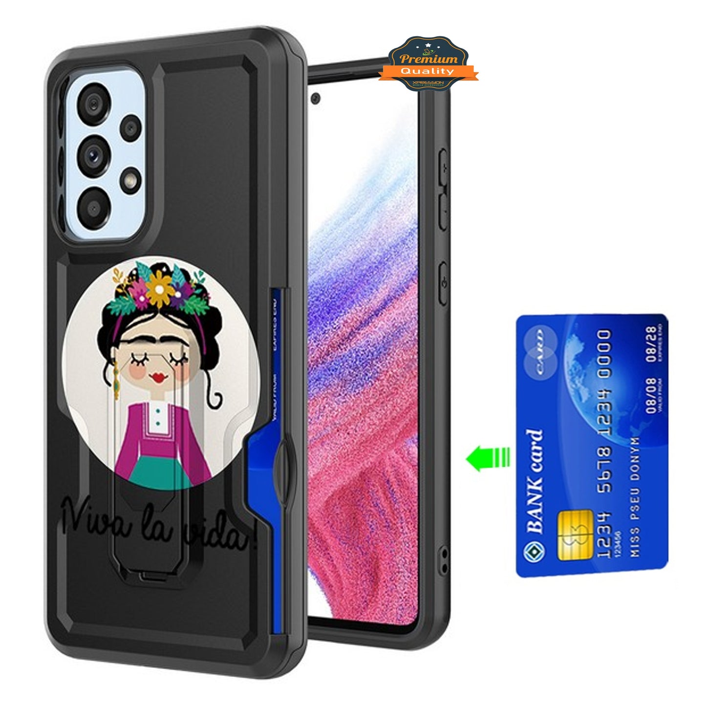 For Samsung Galaxy A03S Hidden Wallet Credit Card Slots with Kickstand Back Design Fashion Hybrid Shockproof Hard  Phone Case Cover