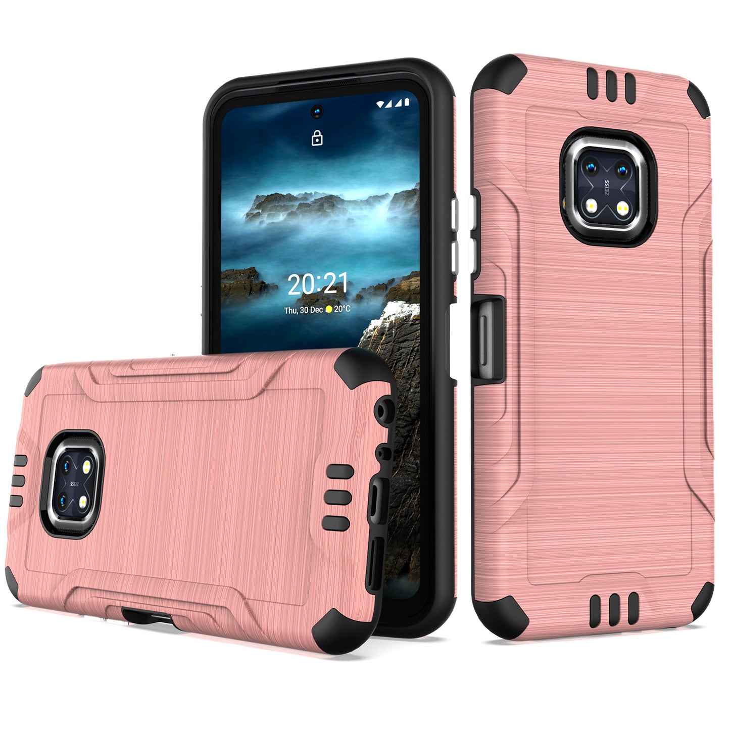 For Nokia XR20 Hybrid Dual Layer Slim Defender Armor Tuff Metallic Brush Texture Finishing Shockproof Hard PC + TPU Rubber  Phone Case Cover