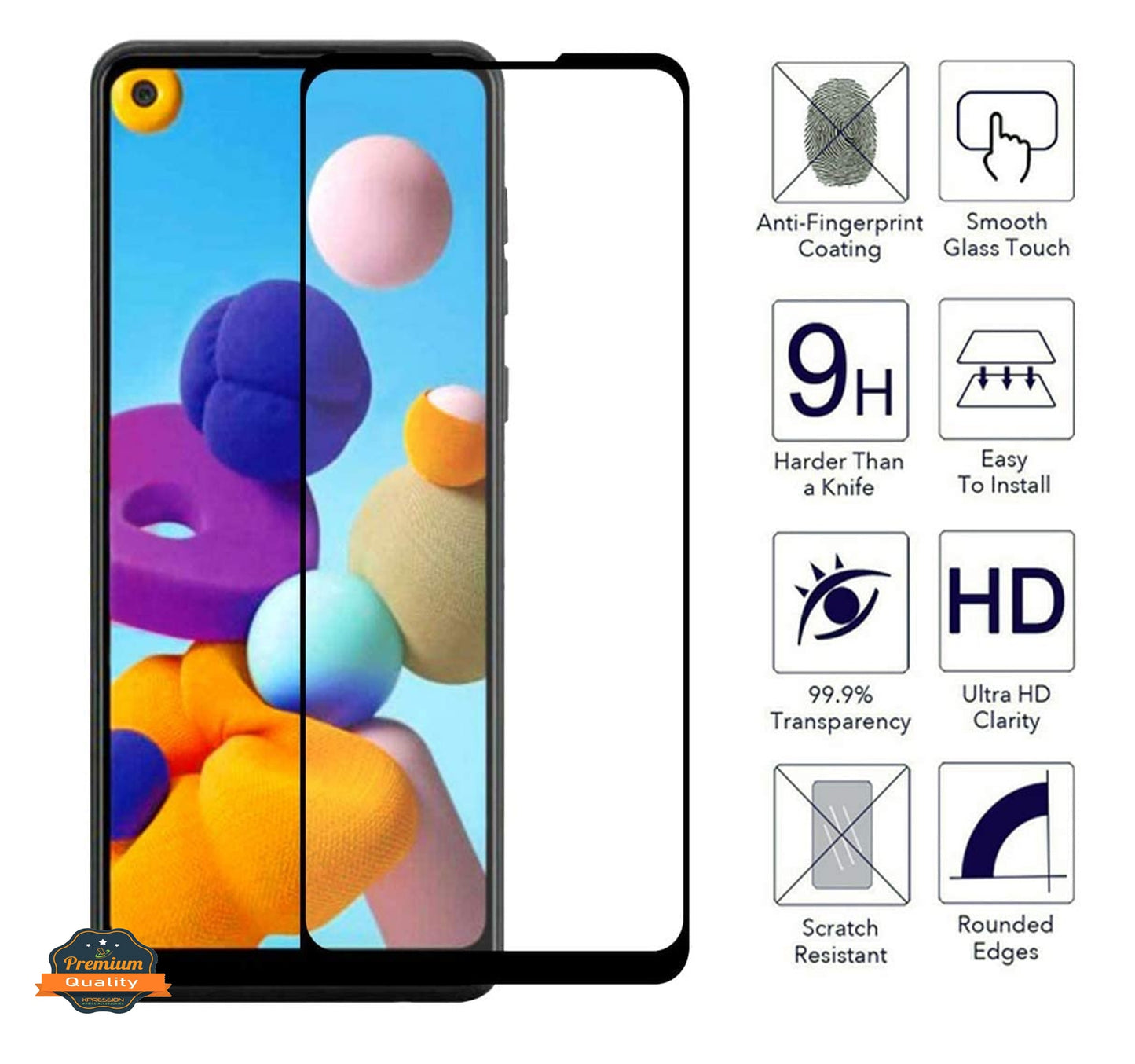 For Cricket Icon 3, Splendor, AT&T Motive 2 Screen Protector, 9H Hardness Full Glue Adhesive Tempered Glass 3D Curved HD Glass Protector Clear Black Screen Protector