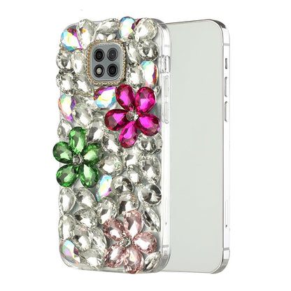 For Samsung Galaxy S21 Plus Bling Clear Crystal 3D Full Diamonds Luxury Sparkle Rhinestone Hybrid Protective Pink/ Neon Green Phone Case Cover