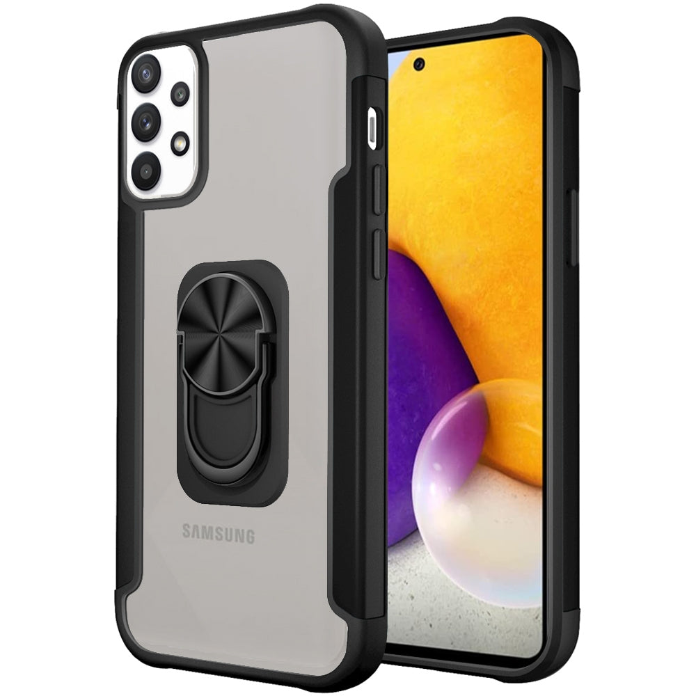 For Samsung Galaxy A73 5G Clear Military Grade Hybrid Protective with Ring Holder Kickstand [Magnetic Car Mount Feature]  Phone Case Cover