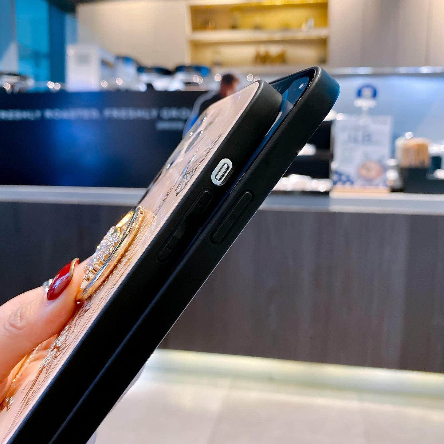 For Apple iPhone 13 / Pro Max Elegant Rhinestone 3D Diamond Bling Glitter with Ring Stand Kickstand Plating Hard Back Rugged  Phone Case Cover