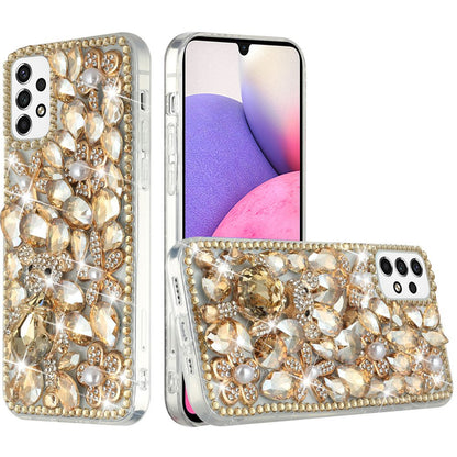 For Samsung Galaxy A33 5G Bling Crystal 3D Full Diamonds Luxury Sparkle Transparent Rhinestone Glitter Hybrid Bumper  Phone Case Cover