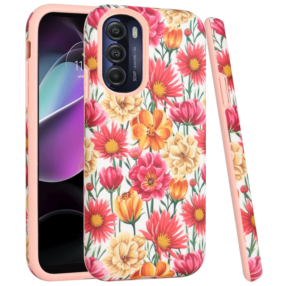 For Motorola Moto G Stylus 5G 2022 Bliss Floral Stylish Design Hybrid Rubber TPU Hard Shockproof Armor  Phone Case Cover