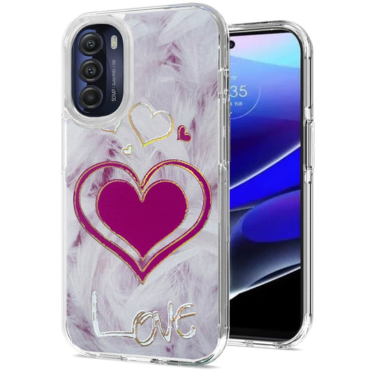 For Motorola Moto G Stylus 5G 2022 Stylish Gold Layer Printing Design Hybrid Rubber TPU Hard PC Shockproof Rugged Slim Love Phone Case Cover