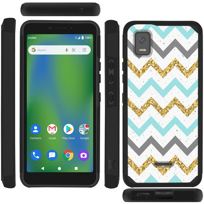 For Cricket Icon 4 Graphic Design Pattern Hard PC TPU 2in1 Tough Strong Hybrid Shockproof Armor Frame  Phone Case Cover